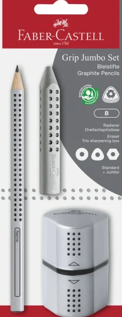 Blistersæt jumbo grip sølv>Faber-Castell Best