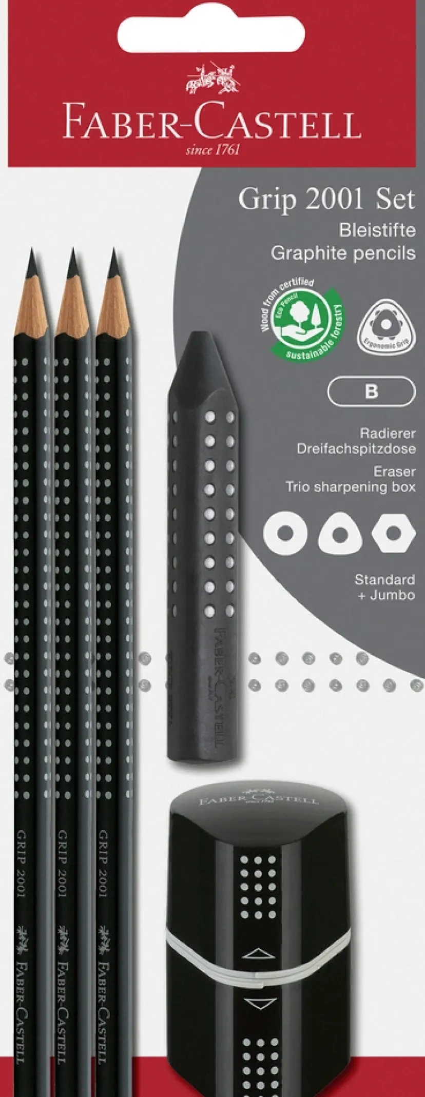 Blistersæt Grip 2001 trio Black B>Faber-Castell Best