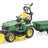 John Deere Lawn Traktor med trailer og gartner>Bruder Best