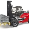 Linde HT160 gaffeltruck med palle og pallebure>Bruder