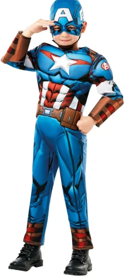 Captain America Deluxe udklædningsdragt og maske str. 7-8 år>Marvel Outlet