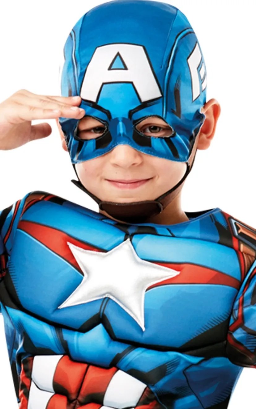 Captain America Deluxe udklædningsdragt og maske str. 7-8 år>Marvel Outlet