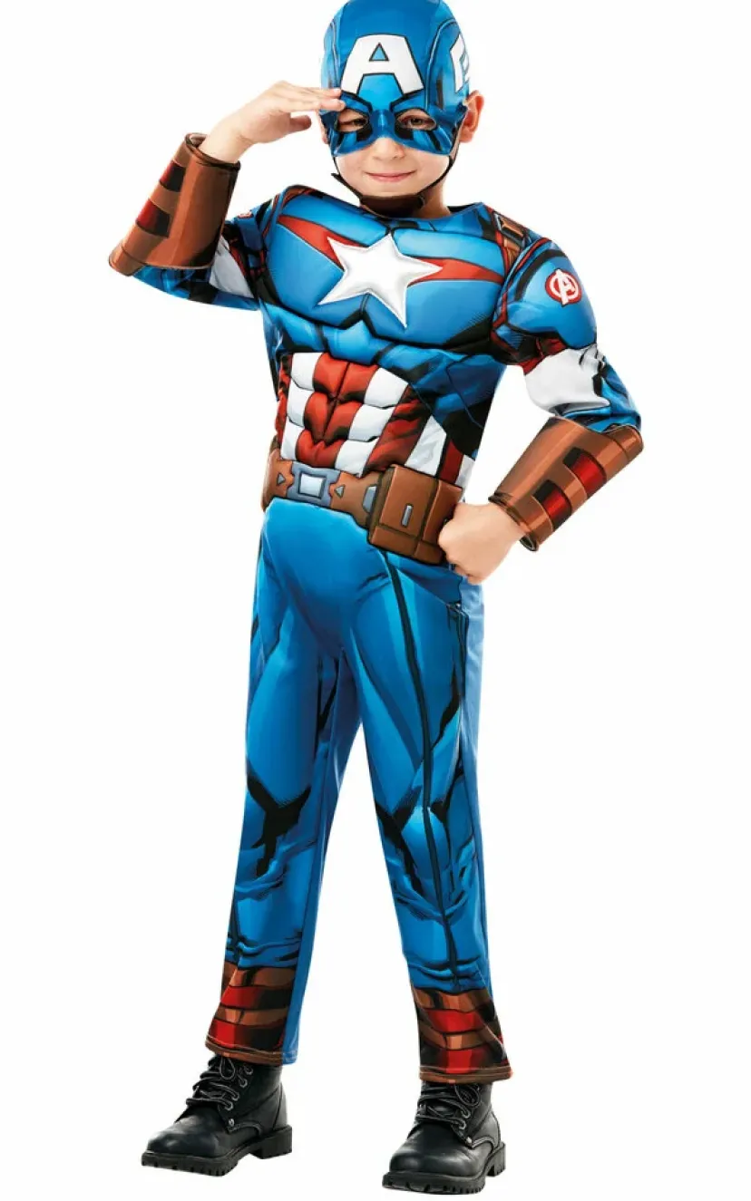 Captain America Deluxe udklædningsdragt og maske str. 7-8 år>Marvel Outlet