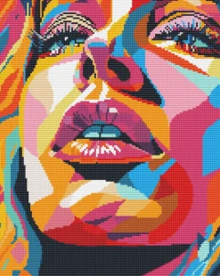 Diamond art ansigt farverig 40 x 50 cm> New