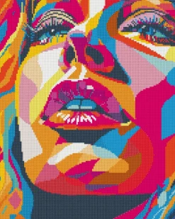 Diamond art ansigt farverig 40 x 50 cm> New