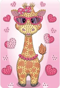 Diamond art giraf M/SOLBRILLER OG Hjerter 10 x 15 cm> Online
