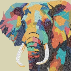 Diamond art MIX elefant farverig 40 x 40 cm> Outlet