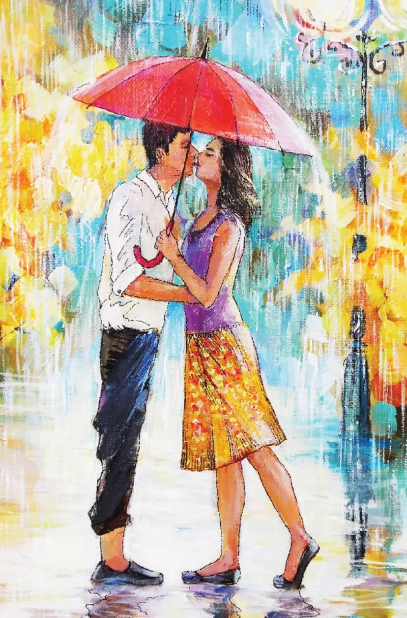 Diamond art par m/paraply 20 x 30 cm>
