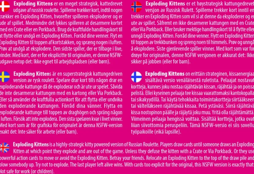 Exploding Kittens Nordic NSFW Ed. (Pink)>Spil Sale