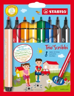 Fiberpen trio scribbi sæt 8 ass.>Stabilo