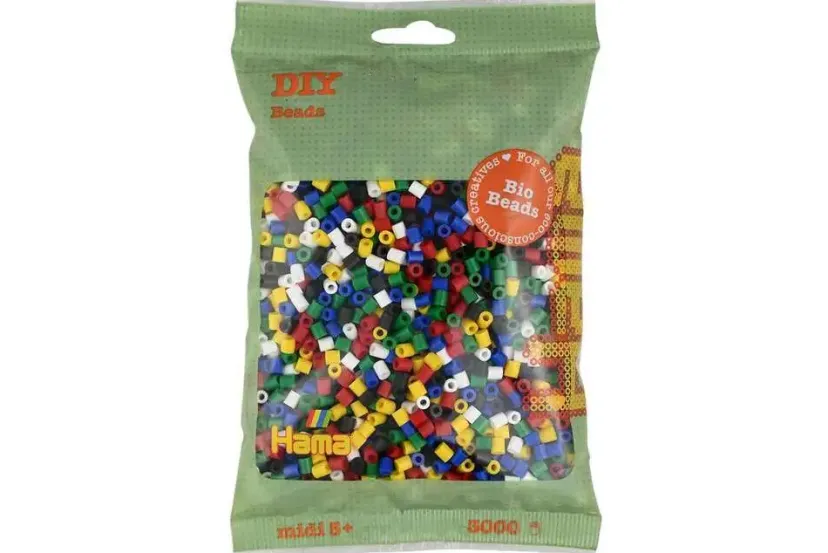 BIO midi perler 3000stk mix 198 (6 farver)>Hama Online