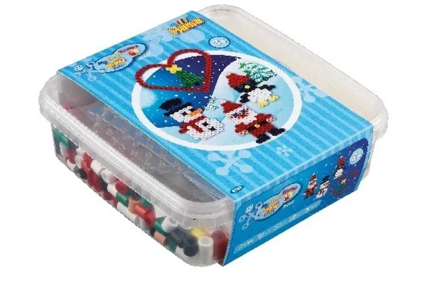 maxi bøtte perler jul 600stk + plade 8206>Hama Best