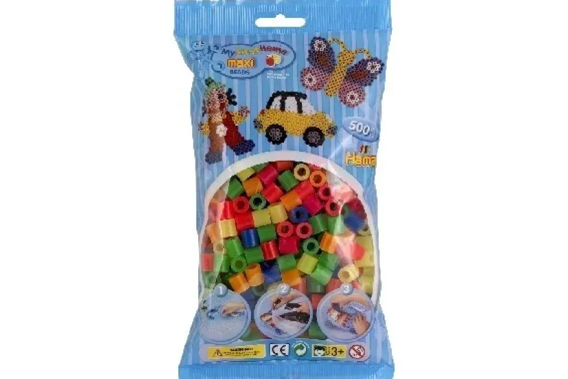 maxi perler 500 stk neon mix 51>Hama