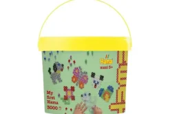 maxi perler 3000stk + 4 plader i bøtte, gul>Hama New