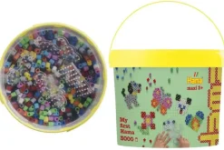 maxi perler 3000stk + 4 plader i bøtte, gul>Hama New