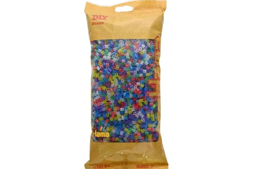 midi perler 6000stk transp. glitter mix>Hama Discount