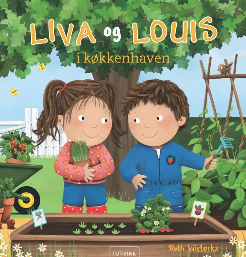 Liva og Louis i køkkenhaven> New