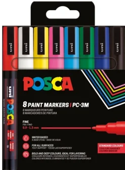 Paintmarker Uni PC-3M 8P sæt basic colors>POSCA Hot