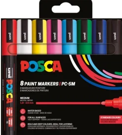 Paintmarker Uni PC-5M 8P sæt basic colors>POSCA Hot