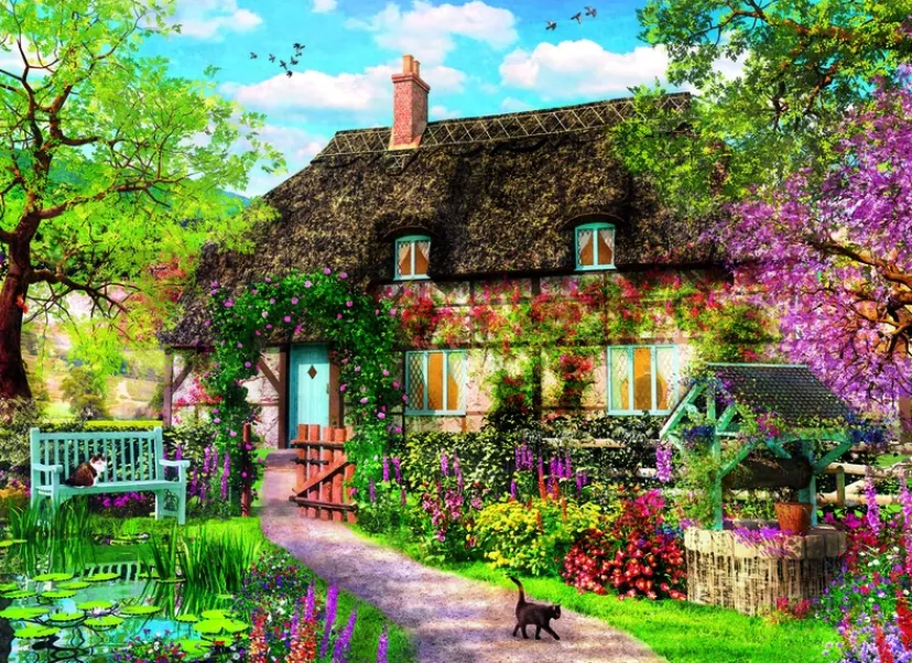 PUSLESPIL THE OLD COTTAGE 1000 BRIKKER>Clementoni