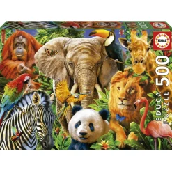 Puslespil Wild animal collage 500 brikker>Educa