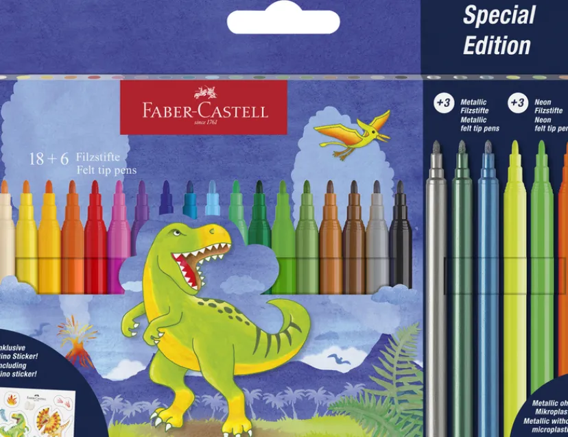Tusser Dinosaur 18+3 Metalli>Faber-Castell Clearance