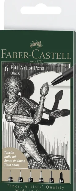 Tusser Pitt Artist Sort Ass. 6 Stk.>Faber-Castell Discount