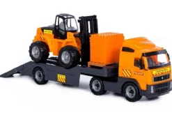 Volvo lastbil med trailer og gaffeltruck><noscript><img width=
