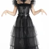 Wednesday Addams balkjole kostume str. 132 cm> Hot