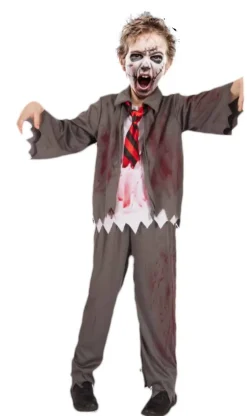 Zombie skoledreng-kostume str. 5-7 år.> Best